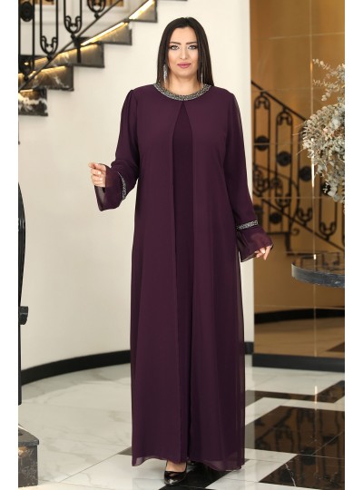 Sultan Tesettür Abiye Elbise - Mürdüm